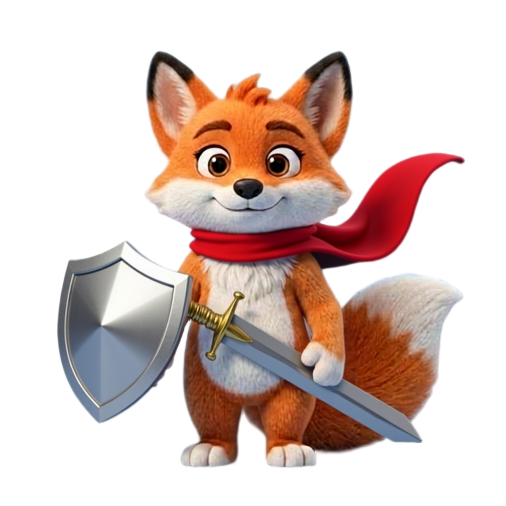 Renard en tenue de chevalier