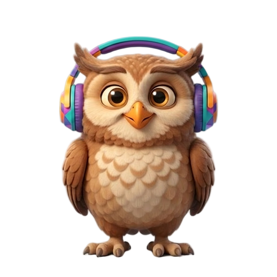 Chouette avec un casque