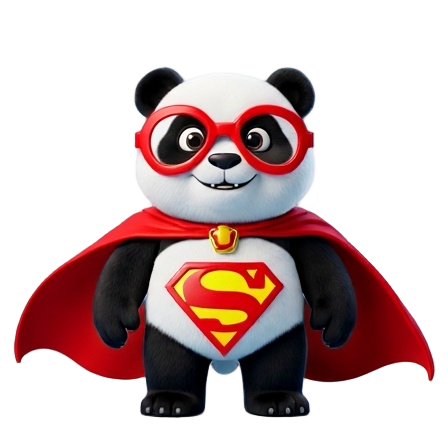 Panda en tenue de super-héros